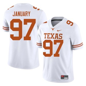Mens White #97 Horns College Football Game Alex January Jerseys 197942-313
