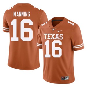 Mens #16 College Football Embroidery University of Texas Longhorns Arch Manning Orange Jerseys 178100-882