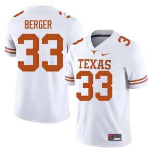 Men College Football White #33 Burnt Orange Carson Berger Official Jersey 249321-794