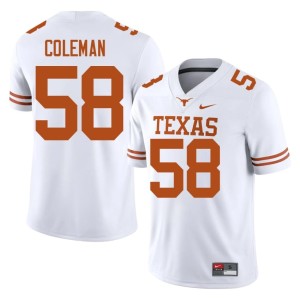 Men Official College Football #58 Devin Coleman Texas Longhorns White Jersey 961093-448