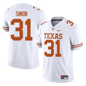 Mens White College Football Official #31 University of Texas James Simon Jerseys 945560-597