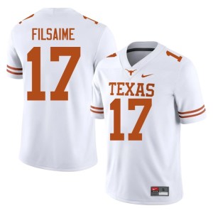 Mens #17 White Xavier Filsaime College Football Texas Longhorns University Jersey 935762-282