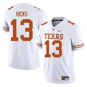 Mens Longhorns Zelus Hicks #13 White College Football Replica Jersey 350778-905