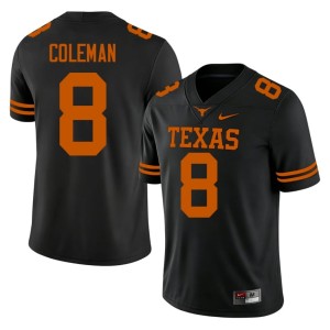 Mens Black NCAA College Football #8 University of Texas Cam Coleman Jersey 480014-190