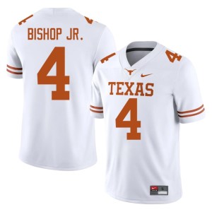 Men College Football University Jermaine Bishop Jr. #4 University of Texas Longhorns White Jerseys 618429-290