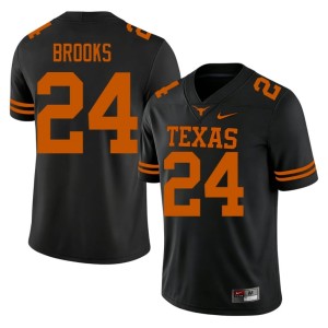 Mens #24 University of Texas Longhorns Embroidery Jonathon Brooks College Football Black Jerseys 798497-205