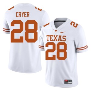 Men's White Player Justin Cryer College Football UT Longhorns #28 Jerseys 490960-485