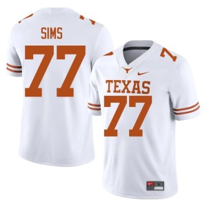 Mens #77 College Football Texas Longhorns White Kenneth Sims Limited Jersey 790286-187