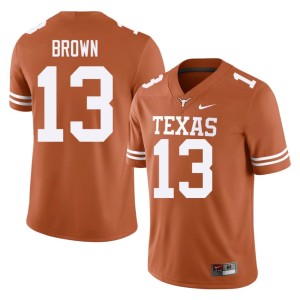 Men's University College Football Horns Orange #13 Kohen Brown Jerseys 333261-432