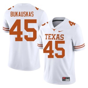 Mens University Longhorns #45 College Football Mikey Bukauskas White Jerseys 455198-619