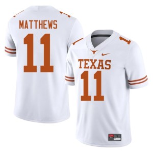 Men Samari Matthews White #11 Limited College Football UT Longhorns Jersey 591396-189