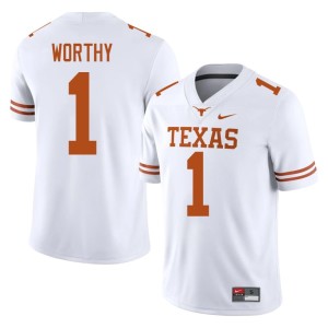 Men's #1 College Football Embroidery White UT Longhorns Xavier Worthy Jersey 559807-974