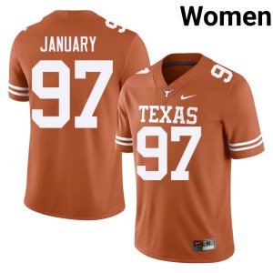 Womens Orange Alex January College Football Game #97 University of Texas Jersey 572538-625