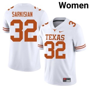 Womens Brady Sarkisian White College Football University of Texas University #32 Jerseys 679879-426