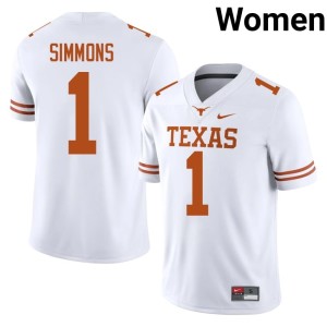 Women's College Football Game #1 The Horns Colin Simmons White Jerseys 201018-366