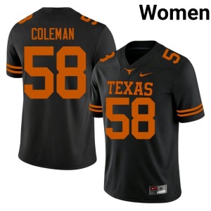 Womens University of Texas Longhorns #58 Official College Football Black Devin Coleman Jersey 412546-880