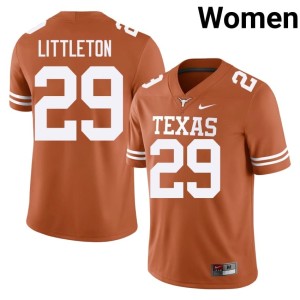 Women Embroidery College Football #29 Texas Graceson Littleton Orange Jersey 111287-892