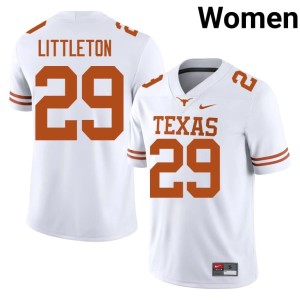 Women UT Austin University #29 White Graceson Littleton College Football Jersey 947141-892