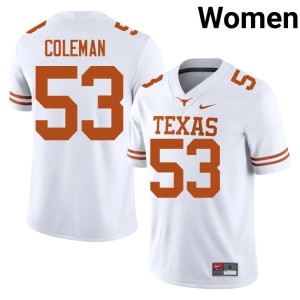 Women's Limited Isaiah Coleman College Football #53 Texas White Jerseys 762561-663
