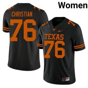 Womens NCAA Texas Black #76 Jackson Christian College Football Jerseys 974507-514