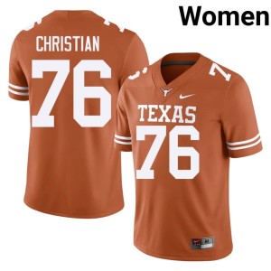 Women's Official Orange Texas Longhorns College Football #76 Jackson Christian Jersey 477650-314