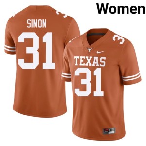 Women's Orange James Simon College Football Texas Athletics 2026 #31 Jersey 452376-323