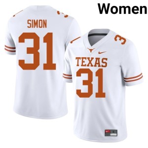 Women Texas Athletics Official College Football #31 James Simon White Jersey 708560-176