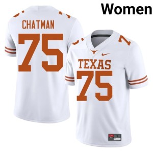 Women's Jaydon Chatman Game College Football White Horns #75 Jersey 623957-715