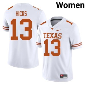 Women's White Official College Football Burnt Orange #13 Zelus Hicks Jersey 753884-401