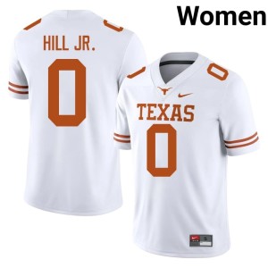 Women's Texas Athletics White Anthony Hill Jr. #0 Embroidery College Football Jersey 567468-834