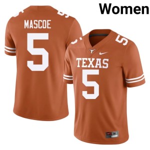 Women Longhorns #5 College Football Player Orange Bo Mascoe Jerseys 929226-699