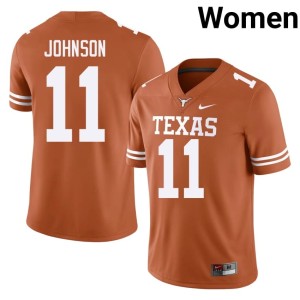 Women's #11 College Football Derrick Johnson Orange Longhorns Embroidery Jersey 850201-135