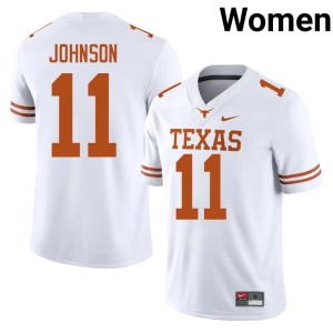Womens Derrick Johnson College Football 2026 University of Texas White #11 Jersey 673842-436