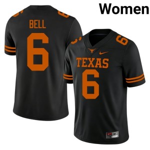 Women's Dia Bell University College Football Black #6 University of Texas Jersey 638614-703