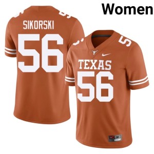 Women's #56 Orange College Football NCAA University of Texas Dylan Sikorski Jersey 632675-463