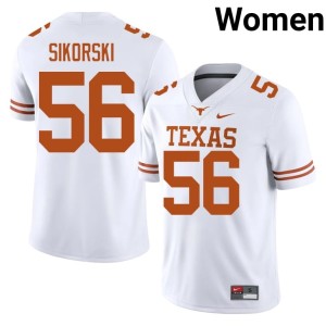 Women UT Austin White #56 University Dylan Sikorski College Football Jerseys 438623-274