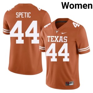 Womens Alumni College Football University of Texas Longhorns Gianni Spetic Orange #44 Jersey 599339-478