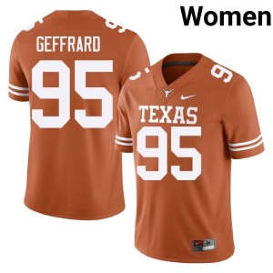 Women #95 College Football Orange Stitched Ian Geffrard University of Texas Jersey 717584-297
