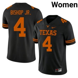 Women Black NCAA Jermaine Bishop Jr. #4 UT Austin College Football Jersey 165927-837