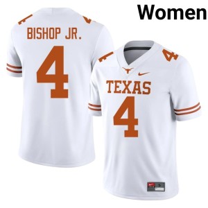 Womens College Football Official #4 Jermaine Bishop Jr. The Horns White Jersey 801423-585