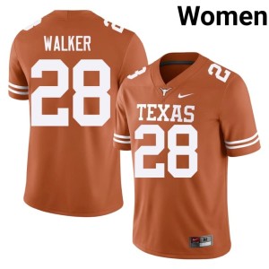 Womens Orange #28 Stitched University of Texas College Football Jett Walker Jerseys 540597-426