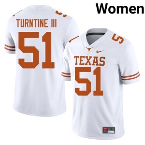 Womens John Turntine III College Football UT Austin #51 University White Jersey 429410-705