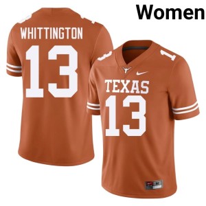 Womens College Football Longhorns #13 University Jordan Whittington Orange Jerseys 827189-527
