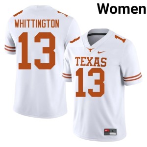 Women's White College Football #13 Player Jordan Whittington University of Texas Jerseys 142809-163