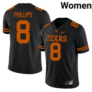 Women's #8 UT Kade Phillips College Football Game Black Jerseys 627929-286