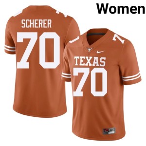 Womens UT Austin NCAA College Football #70 Kaden Scherer Orange Jersey 399361-274
