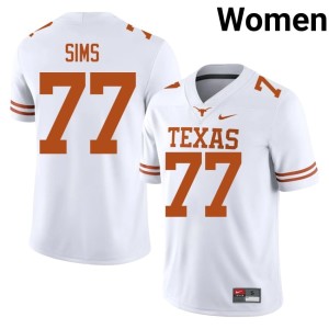 Women Kenneth Sims Texas Game #77 College Football White Jerseys 830061-334