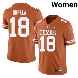 Women Texas Longhorns Kosi Okpala Embroidery Orange #18 College Football Jerseys 223746-462
