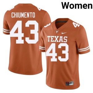 Womens Mac Chiumento Stitched Texas Longhorns #43 Orange College Football Jersey 502905-936
