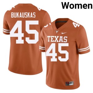 Women Orange College Football Texas 2026-27 #45 Mikey Bukauskas Jersey 483535-555